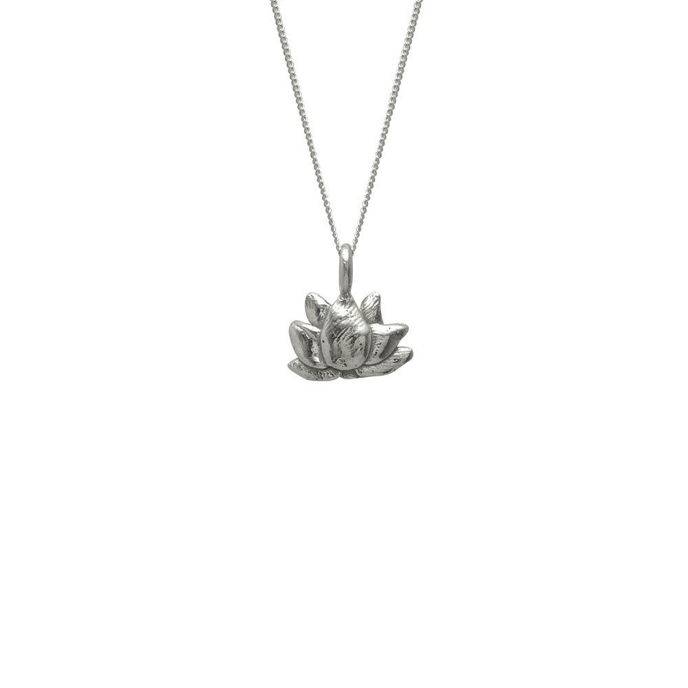 Lotus Necklace Silver 3D Small